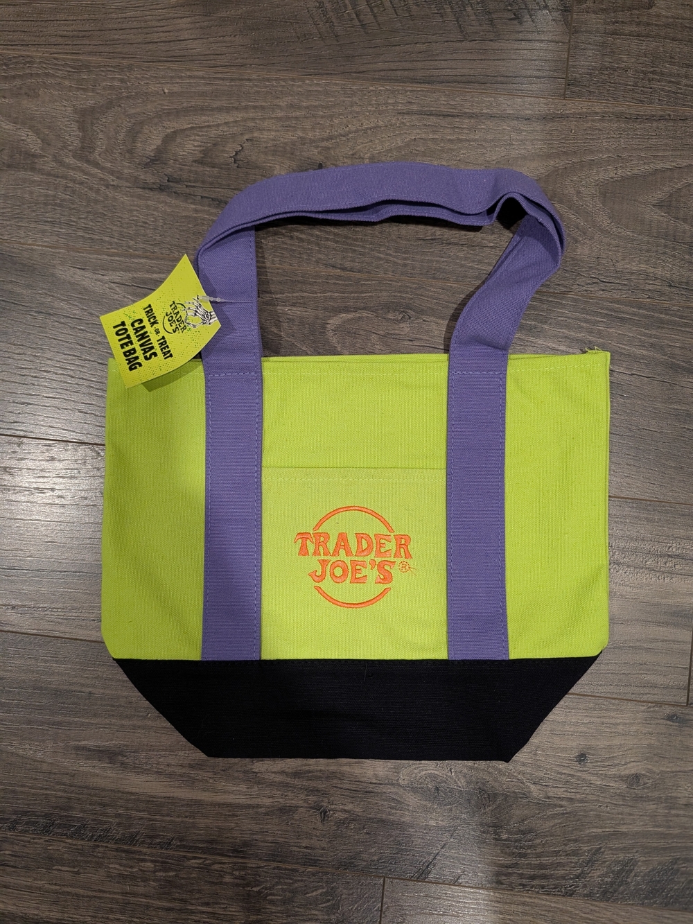 Lime & Purple Canvas Trader Joe's Halloween Tote Bag